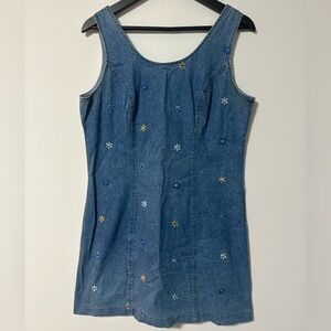 Embroidered Denim Mini Dress